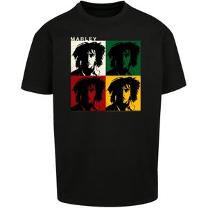 F4NT4STIC Shirt 'Bob Marley'  donkergeel / groen / grenadine / zwart