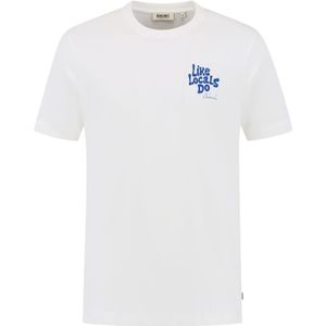 Shiwi Shirt 'Liam Like  Locals Do'  lichtblauw / wit