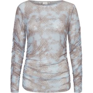 ICHI Shirt 'IH ISTA'  lichtblauw / bruin