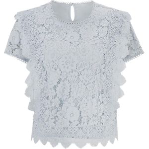 Blouse - Lichtblauw - 60% Katoen 40% Polyamide - Korte Mouwen