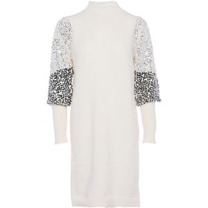faina Gebreide jurk  zwart / zilver / wolwit