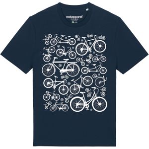 Watapparel Shirt 'Fahrräder'  donkerblauw / wit