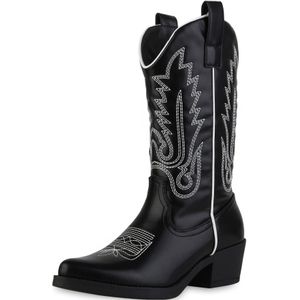 Van Hill Cowboylaarzen 'Olivia'  zwart / wit