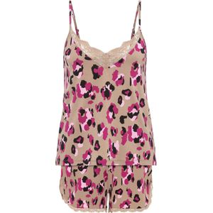 Lascana Shortama - Pyjama - Pink/beige Luipaardprint - 2-delig