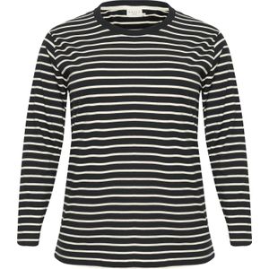 KAFFE - KC Winni - Shirt - Zwart/Wit - Ronde Hals - Lange Mouw