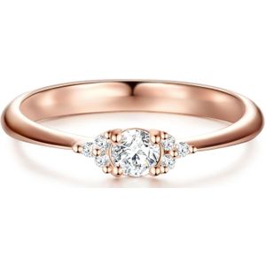 Trilani - Ring - Rose-goud - Transparant - Zilver - Met Zirkonias