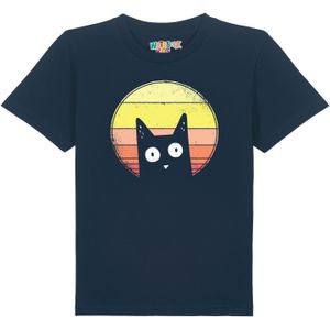 watabout.kids Shirt 'Sunset Cat'  navy / geel / oranje / wit