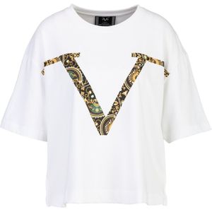 19V69 ITALIA Shirt 'Petonia New Baroque'  honing / smaragd / zwart / wit