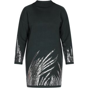 faina Gebreide jurk  donkergroen / zilver