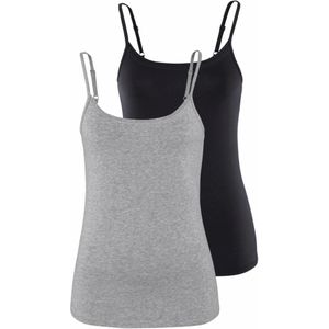 Vivance - Top - Grijs Mêlee - Katoen - Set van 2