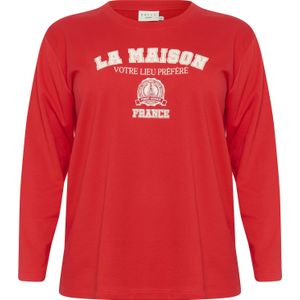 KAFFE CURVE Sweatshirt 'Berla'  knalrood / wit