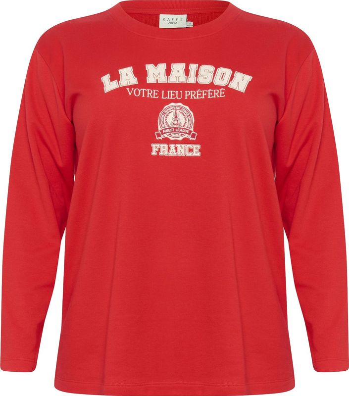 KAFFE CURVE Sweatshirt 'Berla'  knalrood / wit