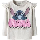 NAME IT Shirt 'Stitch'  beige gemêleerd / navy / pink