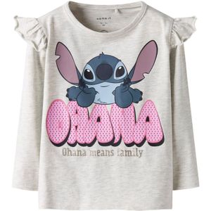 NAME IT Shirt 'Stitch'  beige gemêleerd / navy / pink