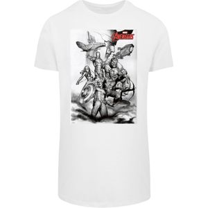 F4NT4STIC Shirt 'Marvel Avengers Assemble Team Sketch'  grijs / vuurrood / zwart / wit
