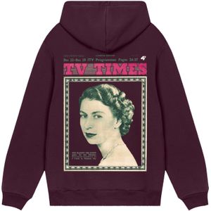 F4NT4STIC Sweatshirt 'TV Times Queen Elizabeth II 1957 Cover'  donkerbruin / grijs / donkergroen / pink