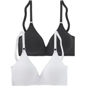 Petite Fleur - Bralette-bh - Zwart - Katoen - Set van 2