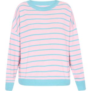 swirly Trui  lichtblauw / rosa