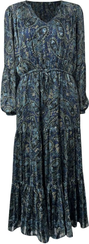 Apricot - Midi-jurk - All-over Paisleyprint - Tuniekhals - Lange Mouwen