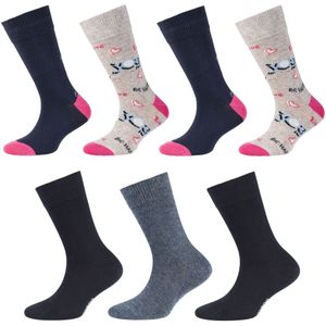 camano Sokken  donkerblauw / blauw gemêleerd / grijs gemêleerd / pink