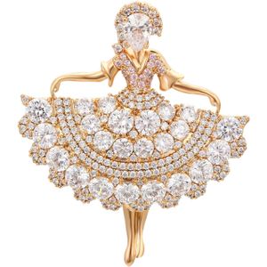 faina Broche  goud / wit