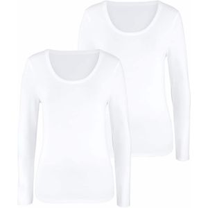 Vivance - Shirt - Wit - Set van 2 - Lange Mouwen - Elastische Katoenkwaliteit