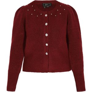 faina Gebreid vest  donkerrood