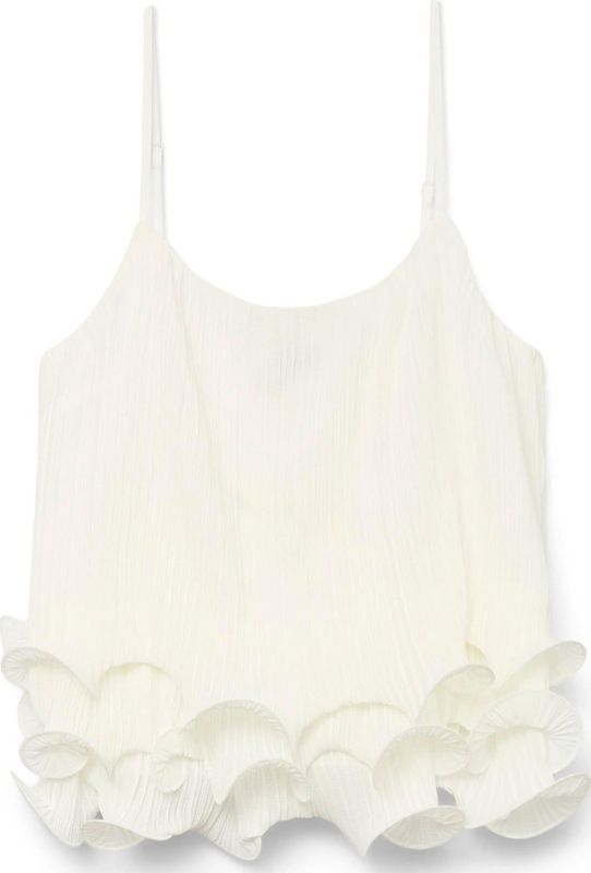 Top - O-hals - Mouwloos - Verstelbare Schouderbanden - Ruches - Relaxed Fit