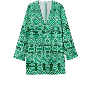 MANGO Jurk 'ALMOND'  groen / mintgroen / donkergroen