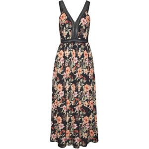 Buffalo - Maxi-jurk - Zwart gedessineerd - Met Bloemenpatroon en Kant