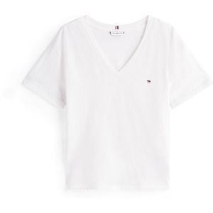 TOMMY HILFIGER - Shirt - Ecru - V-hals - Losse Pasvorm - Kwartmouw