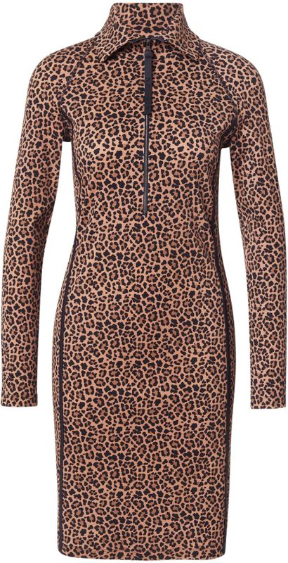 Marc Cain - Jurk - Bruin - Dierenprint - Korte Mouwen - Figuur Omarmend