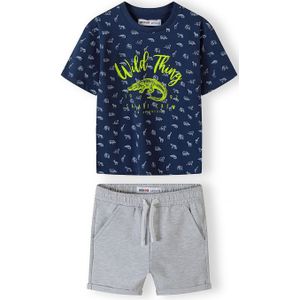 MINOTI Set  donkerblauw / grijs gemêleerd / limoen