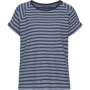 T-shirt - Grijs/Marine Gestreept - Katoenmix - Sportief