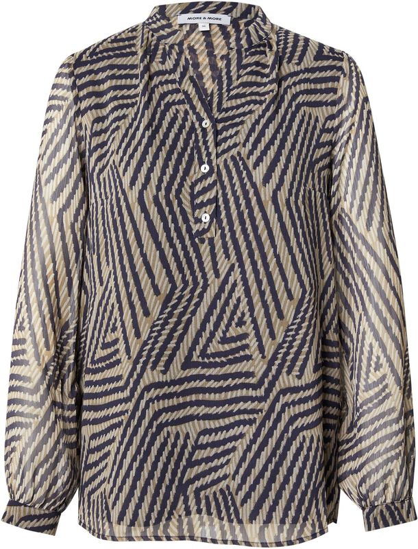 MORE & MORE - Blouse - Beige - Wijde Blouse - Lange Mouw