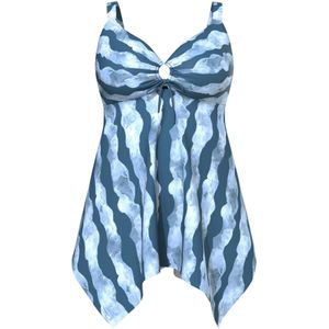 Ulla Popken Badpakjurk 'Judy'  aqua / enziaan / blauw gemêleerd