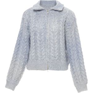 Sookie Gebreid vest  blauw gemêleerd