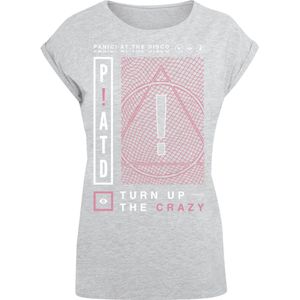 F4NT4STIC Shirt 'Panic At The Disco Turn Up The Crazy'  grijs / oudroze / wit