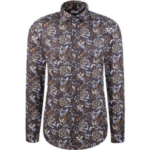 Seidensticker - Businessoverhemd - Nougat - Slim 1/1 Kentkraag - Bloemen