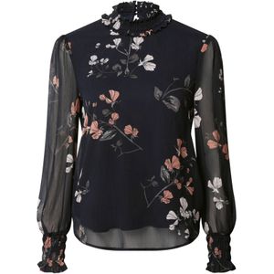 VERO MODA Blouse 'VMSMILLA'  nachtblauw / grijs / oudroze / wit