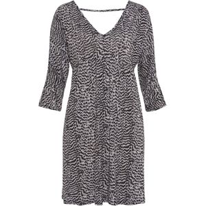Jerseyjurk - Zwart/Wit - Met Animal Print - V-hals - 3/4 Mouwen