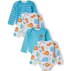 MINOTI Rompertje/body  turquoise / jade groen / donkeroranje / wit