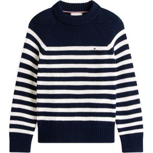 TOMMY HILFIGER - Trui - Blauw/Wit - Gestreept - Lange Mouwen