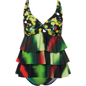 Ulla Popken Badpak  geel / groen / kersrood / zwart