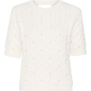 Gebreide Trui - Effen - Knitwear - Ronde Hals - Halve Mouw