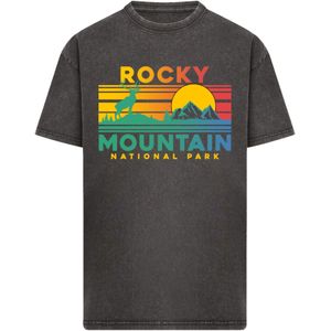 F4NT4STIC Shirt 'US National Parks Rocky Mountain Sunset'  gemengde kleuren / zwart