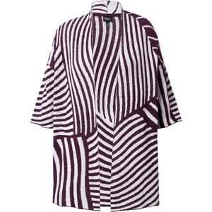 Ulla Popken Gebreid vest  donkerlila / wit