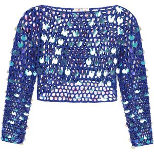 IZIA Trui  turquoise / donkerblauw / rosa / zilver