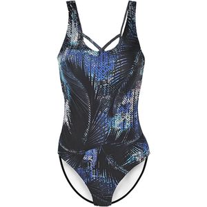 BECO the world of aquasports Badpak 'Tropical Midnight'  indigo / neonblauw / zwart / offwhite