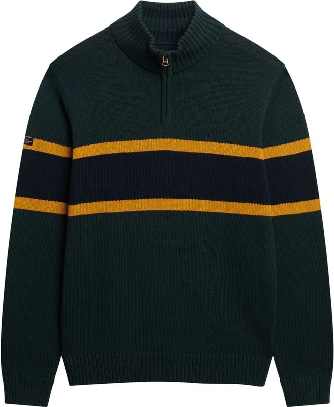 Superdry - Stripe Half Zip Knit - Trui - Slim Fit - Gestreept Design